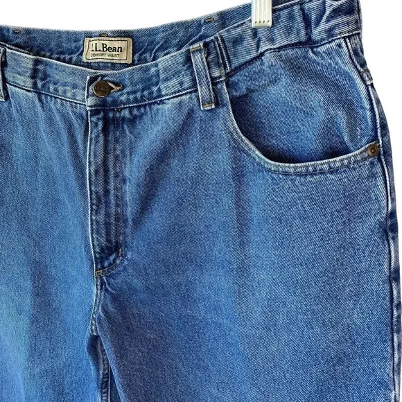 L.L. Bean Vintage Comfort Waist Straight Leg Denim Blue Jeans 40 X29 Medium Wash - Picture 5 of 16